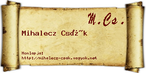 Mihalecz Csák névjegykártya